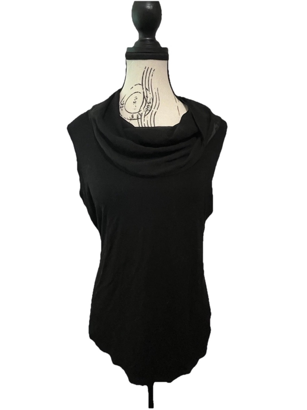 Coldwater Creek Top Womens Medium Black Sleeveless Cowl Neck Blouse Career